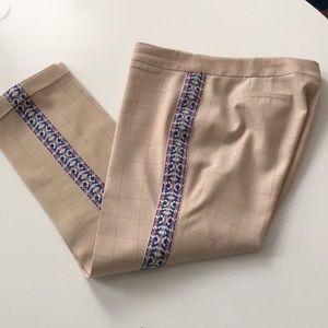 Tory Burch size 8 pants embroidered stripe side